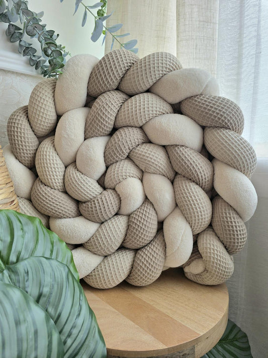 Tresse de lit 3 brins beige café et doudou beige 3m