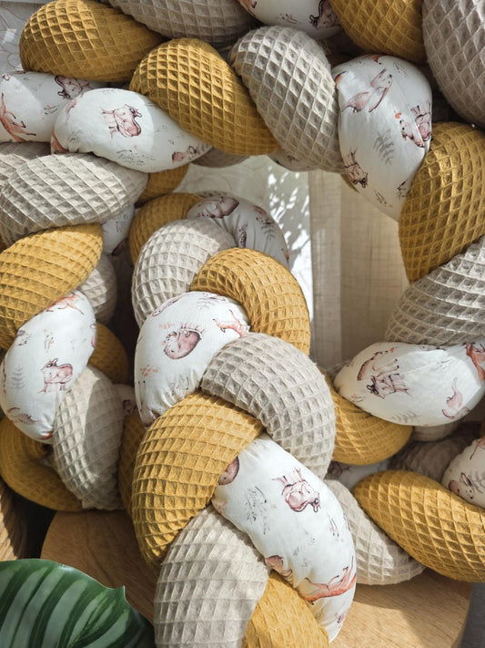 Tresse de lit 3 brins beige camel et forêt 3m