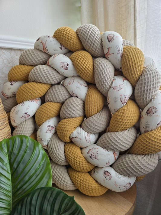 Tresse de lit 3 brins beige camel et forêt 3m