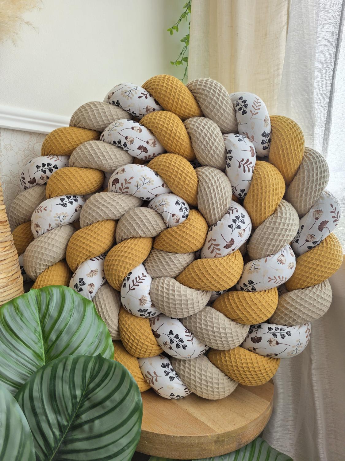 Tresse de lit 3 brins beige camel et ginko beige 4m
