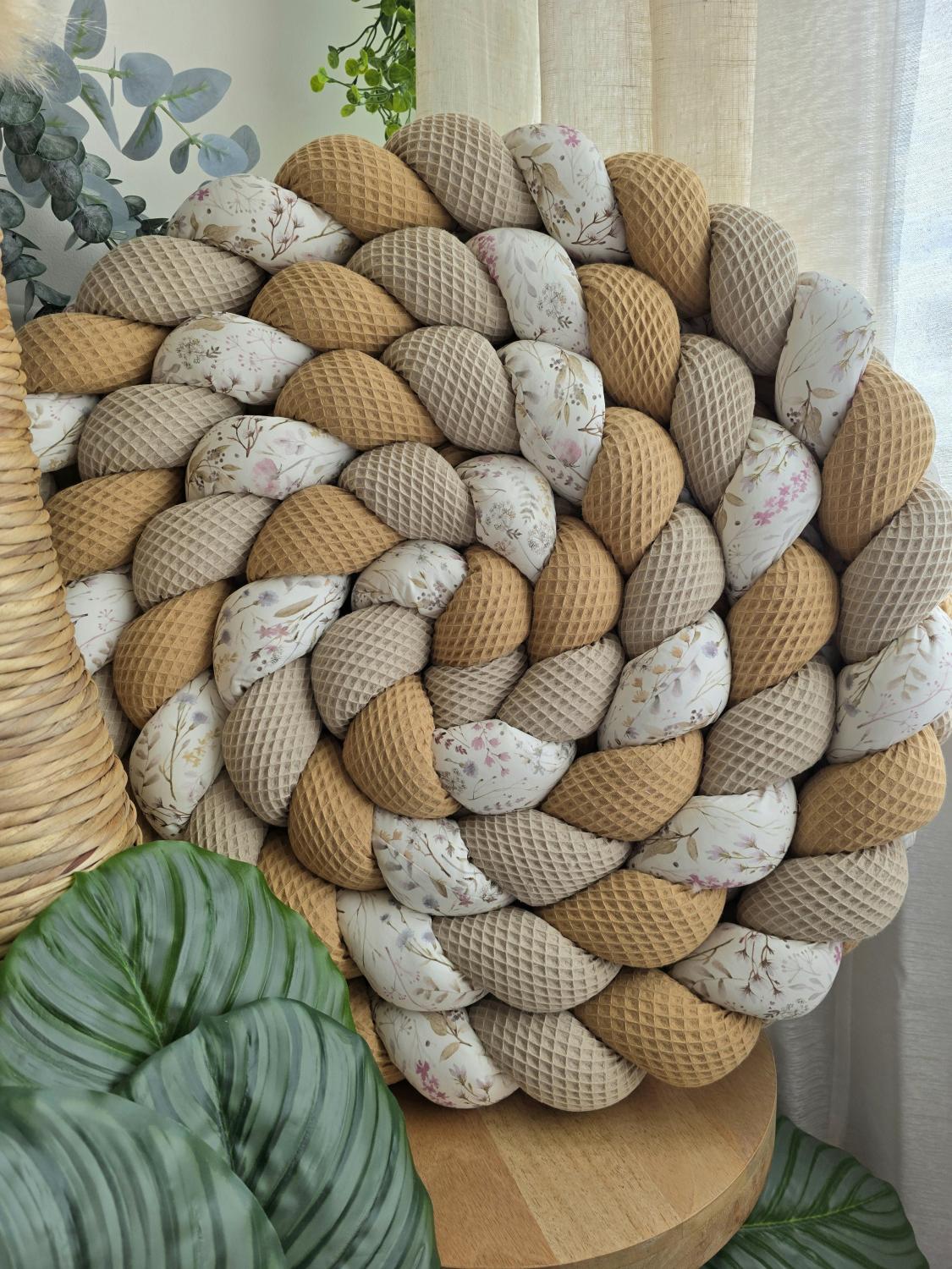 Tresse de lit 3 brins beige camel et prairie 5.4m