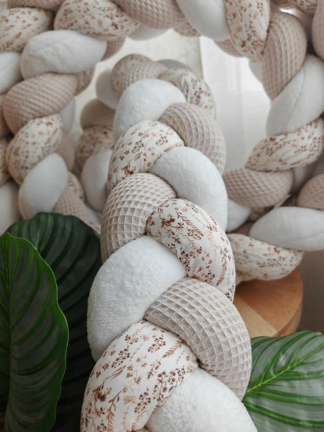 Tresse de lit 3 brins beige doudou blanc et fleurs des champs 3.7m