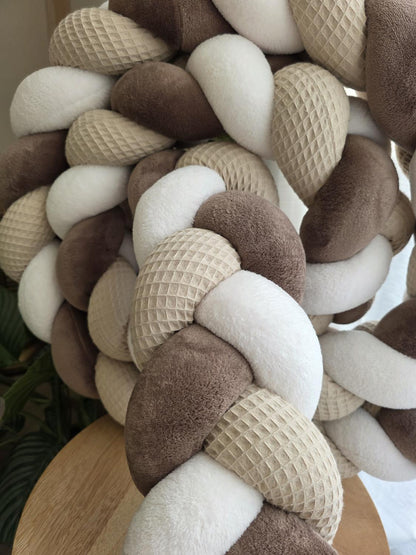 Tresse de lit 3 brins beige doudou écru et marron 3.6m