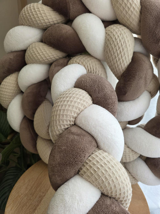 Tresse de lit 3 brins beige doudou écru et marron 3.6m