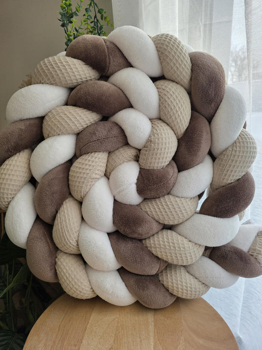 Tresse de lit 3 brins beige doudou écru et marron 3.6m