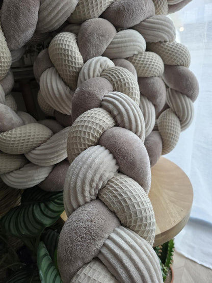 Tresse de lit 3 brins beige doudou galet et côtelé beige 4.2m