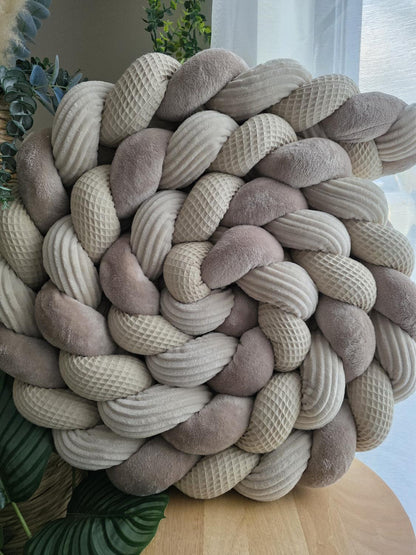 Tresse de lit 3 brins beige doudou galet et côtelé beige 4.2m