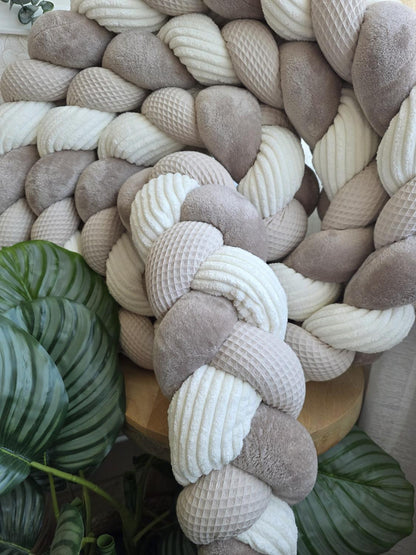 Tresse de lit 3 brins beige doudou galet et cottelé écru 3.6m