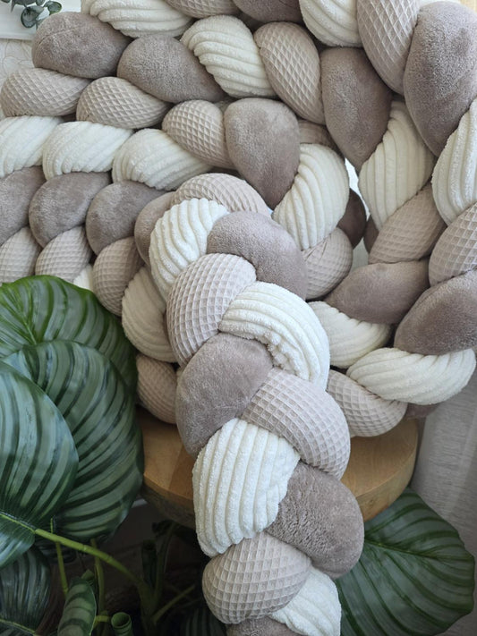 Tresse de lit 3 brins beige doudou galet et cottelé écru 3.6m