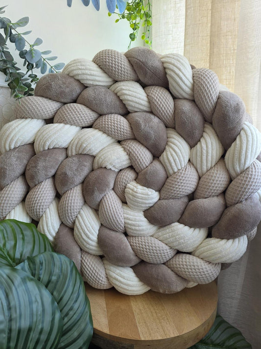 Tresse de lit 3 brins beige doudou galet et cottelé écru 3.6m