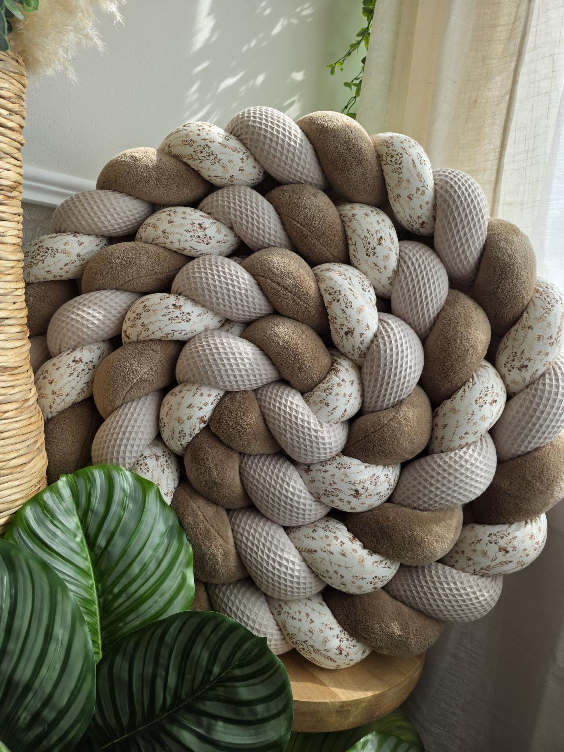 Tresse de lit 3 brins beige doudou marron et fleurs des champs 4.6m