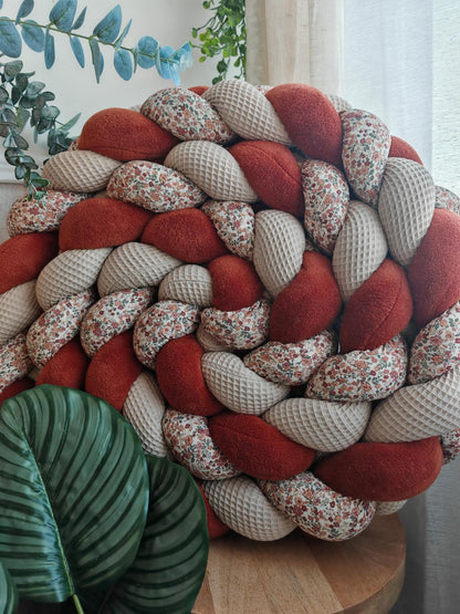 Tresse de lit 3 brins beige doudou terracotta et fleurs d'été 4m