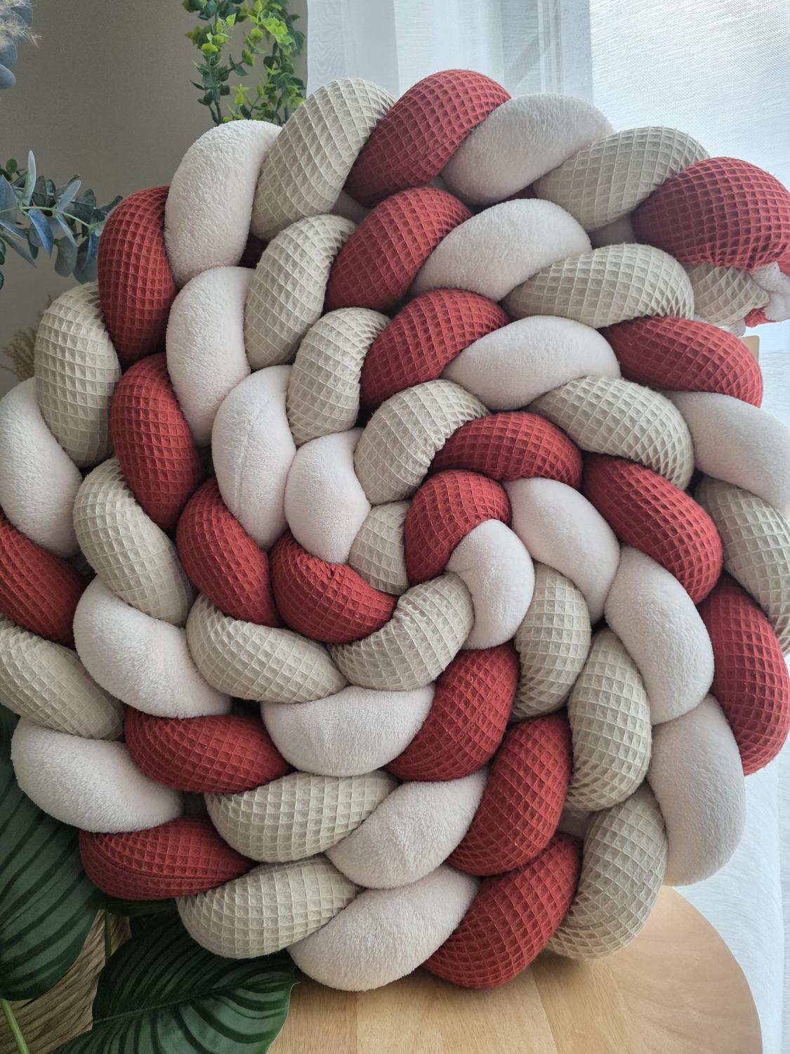 Tresse de lit 3 brins beige marsala et doudou beige 4.6m
