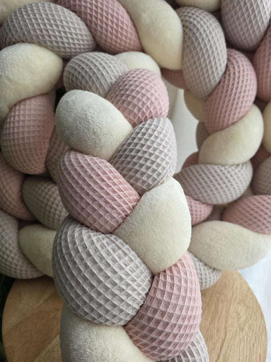 Tresse de lit 3 brins beige, poudré et doudou vanille 3.4m