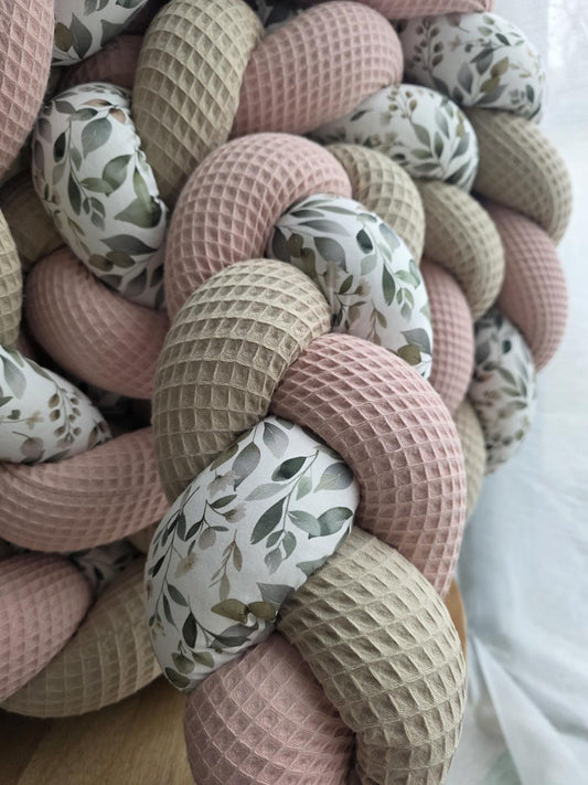 Tresse de lit 3 brins beige poudré et luara 3m