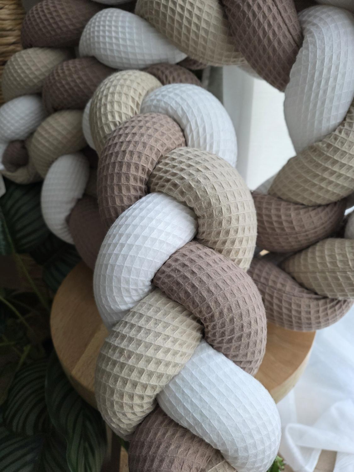 Tresse de lit 3 brins blanc beige café 3m