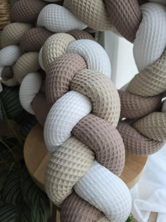 Tresse de lit 3 brins blanc beige café 3m