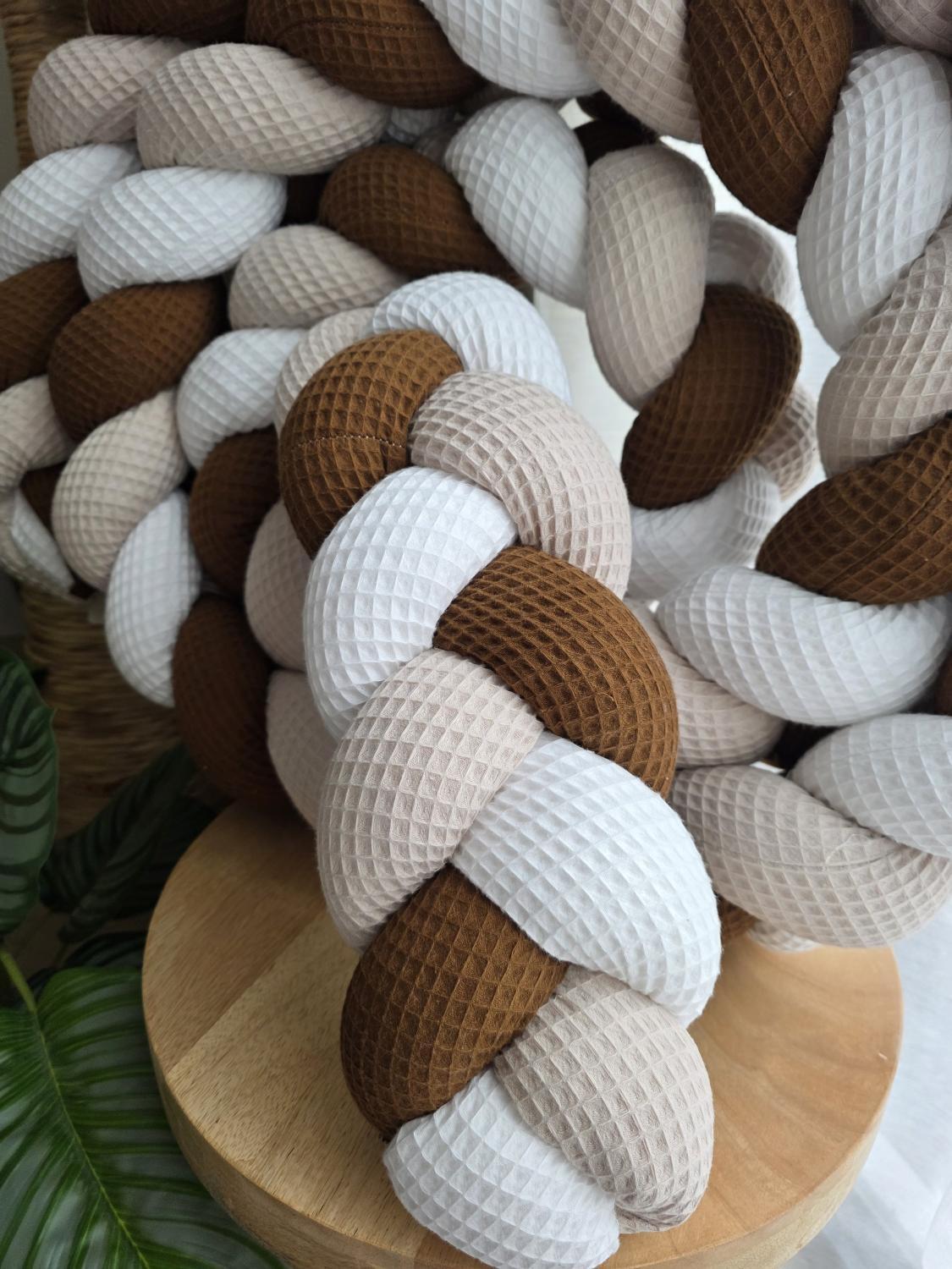 Tresse de lit 3 brins blanc beige chocolat 4m