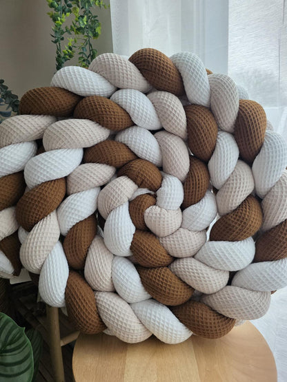 Tresse de lit 3 brins blanc beige chocolat 4m