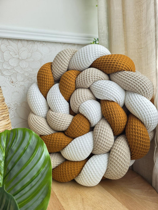 Tresse de lit 3 brins blanc beige et brique 2m