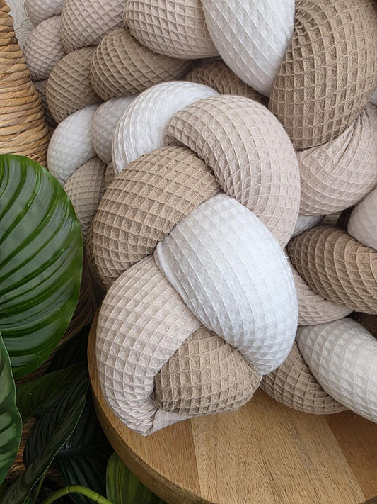 Tresse de lit 3 brins blanc beige et café 3.6m