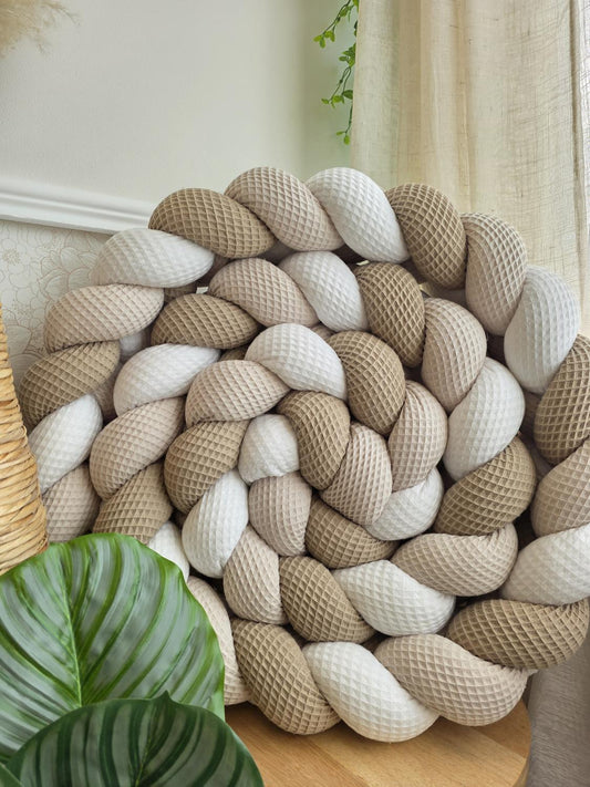 Tresse de lit 3 brins blanc beige et café 3.6m