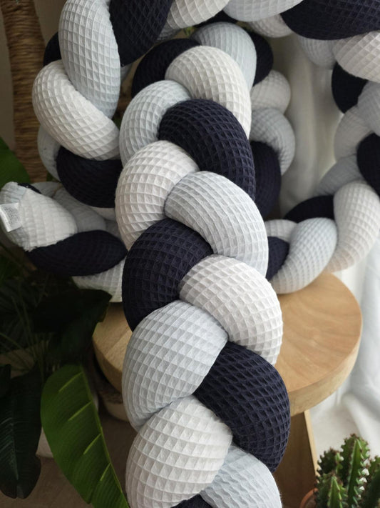 Tresse de lit 3 brins blanc bleu et marine 2.5m