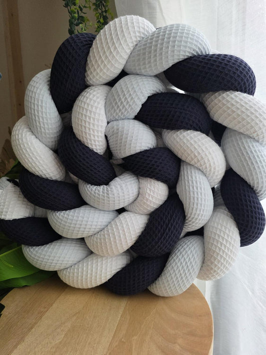 Tresse de lit 3 brins blanc bleu et marine 2.5m