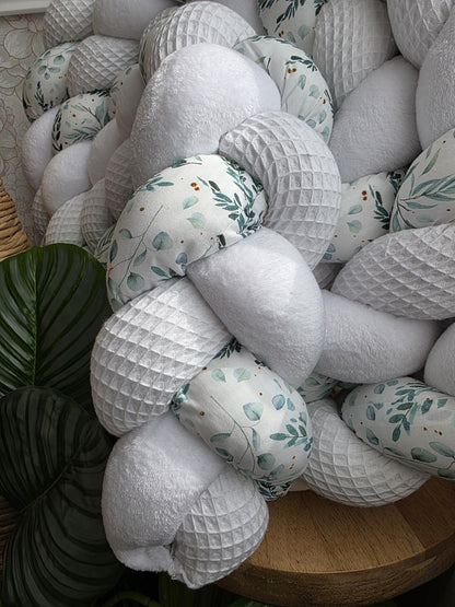 Tresse de lit 3 brins blanc doudou blanc eucalyptus foncé 4.6m