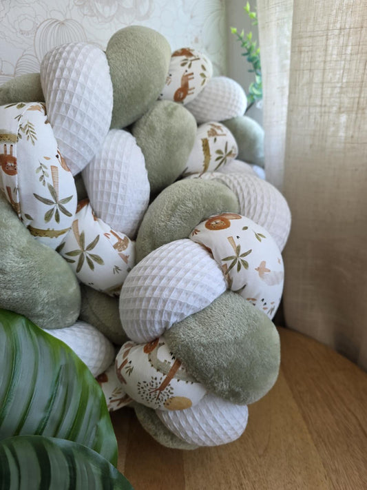 Tresse de lit 3 brins blanc doudou jade et crocodile 2m