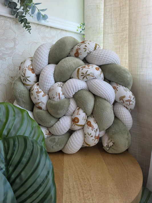 Tresse de lit 3 brins blanc doudou jade et crocodile 2m