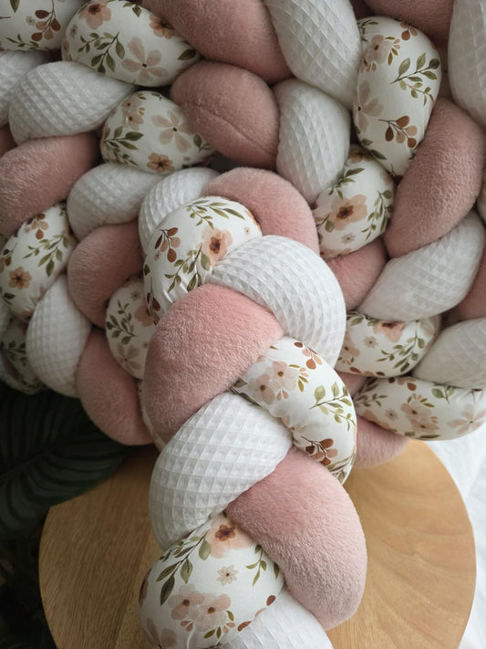 Tresse de lit 3 brins blanc doudou poudré et zada 3.6m