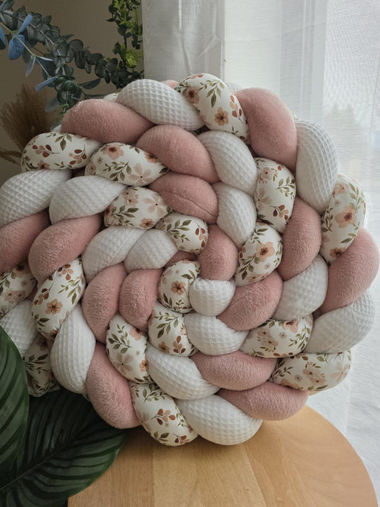 Tresse de lit 3 brins blanc doudou poudré et zada 3.6m