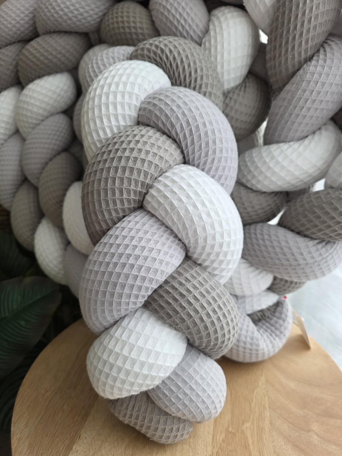 Tresse de lit 3 brins blanc gris et gris souris 4.2 m