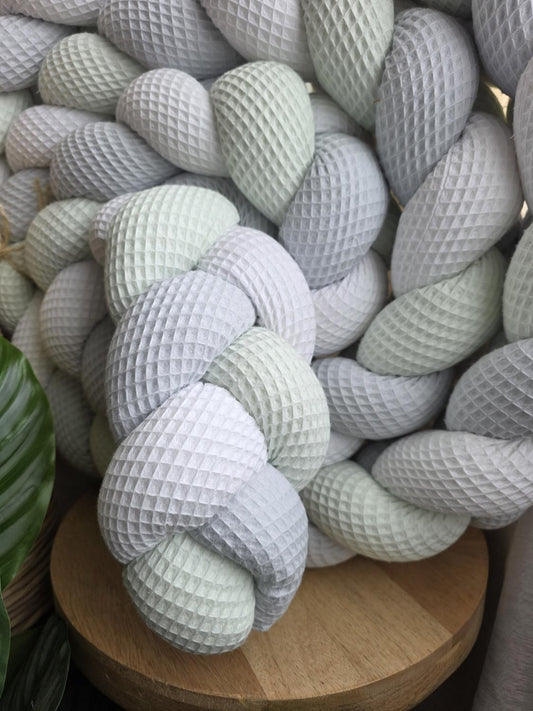 Tresse de lit 3 brins blanc menthe et bleu 3.6m