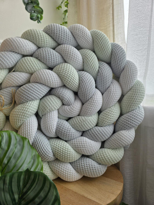 Tresse de lit 3 brins blanc menthe et bleu 3.6m