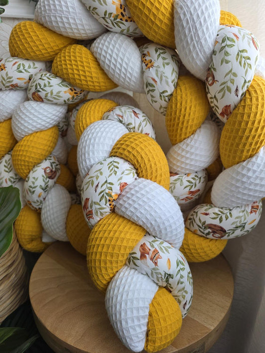 Tresse de lit 3 brins blanc moutarde et lion 3m