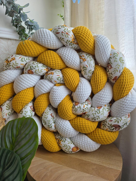 Tresse de lit 3 brins blanc moutarde et lion 3m