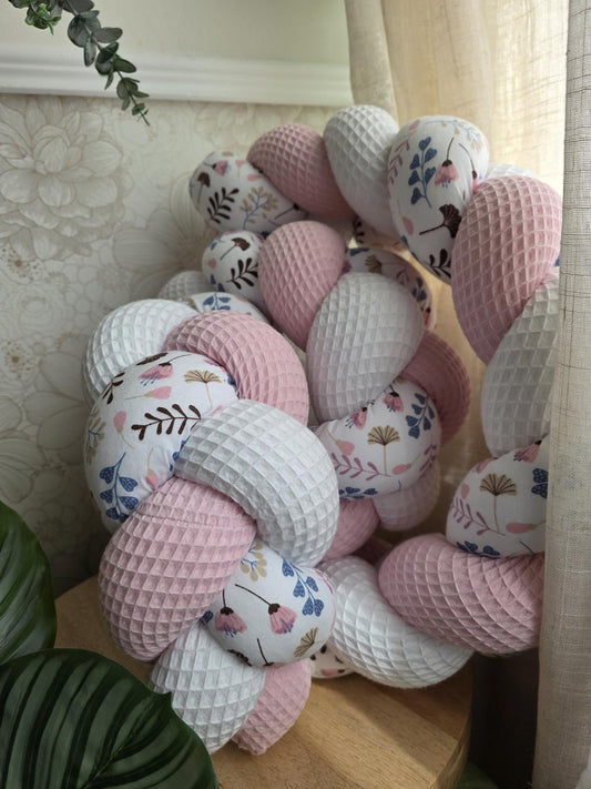 Tresse de lit 3 brins blanc rose et ginko rose 2m