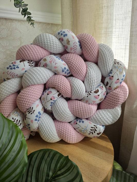 Tresse de lit 3 brins blanc rose et ginko rose 2m