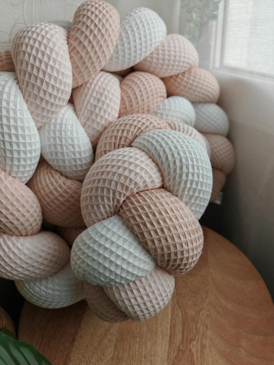 Tresse de lit 3 brins blanc rose pâle et poudré 2m