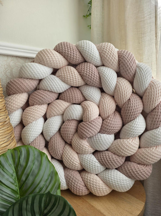 Tresse de lit 3 brins blanc rose pâle et poudré 3.6m