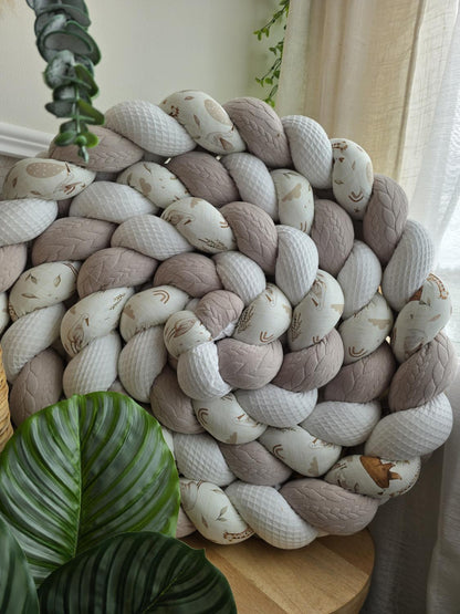Tresse de lit 3 brins blanc tricot sable et cigogne 4,6m