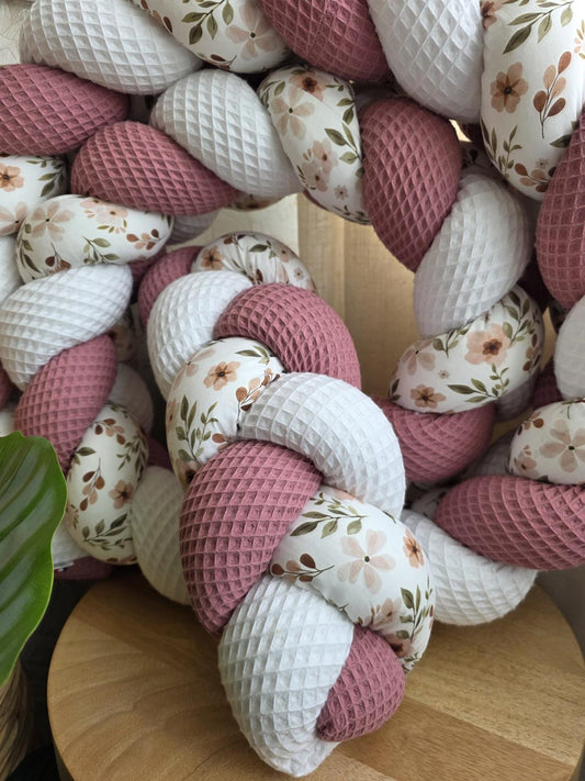 Tresse de lit 3 brins blanc vieux rose et zada 3m