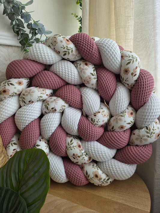 Tresse de lit 3 brins blanc vieux rose et zada 3m