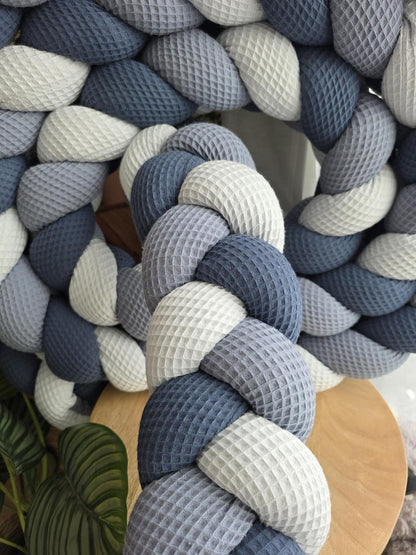 Tresse de lit 3 brins bleu jean et roi 5m