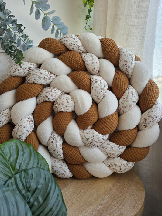 Tresse de lit 3 brins brique doudou écru et fleurs des champs 3.5m