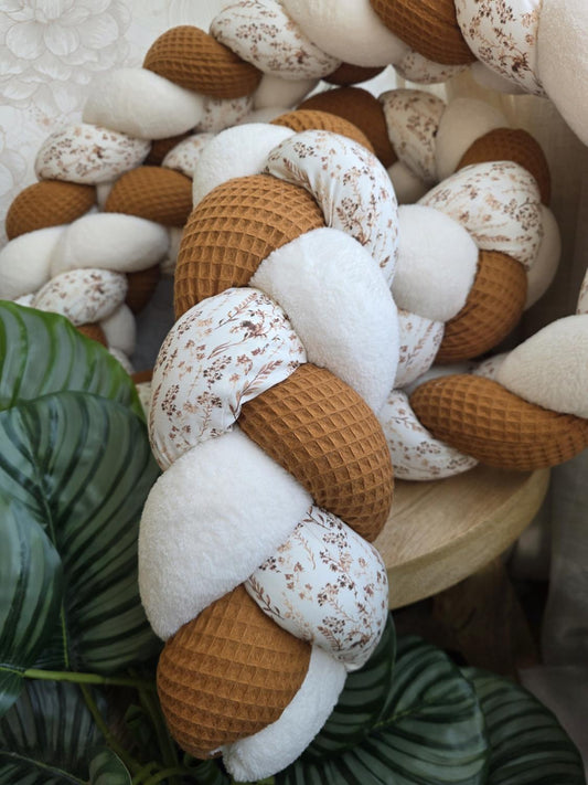 Tresse de lit 3 brins brique doudou écru et fleurs des champs 3.5m