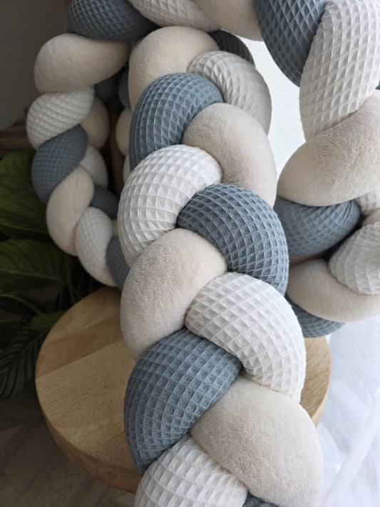 Tresse de lit 3 brins céladon blanc et doudou beige 2.5m