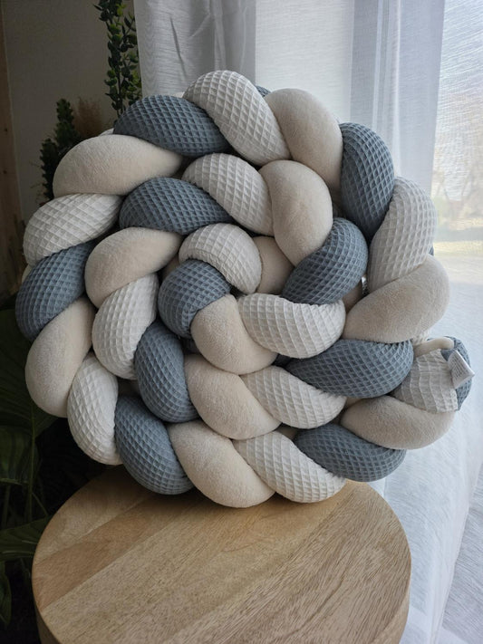 Tresse de lit 3 brins céladon blanc et doudou beige 2.5m